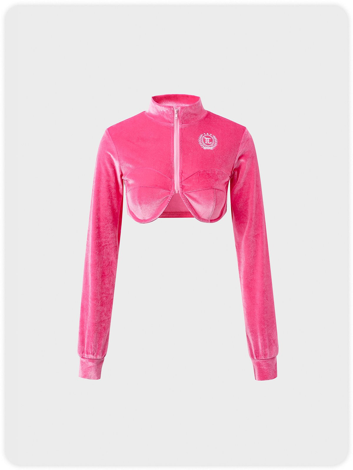 Y2K Fashion Pink Velvet Zipper Top Hoodie & Sweatshirt