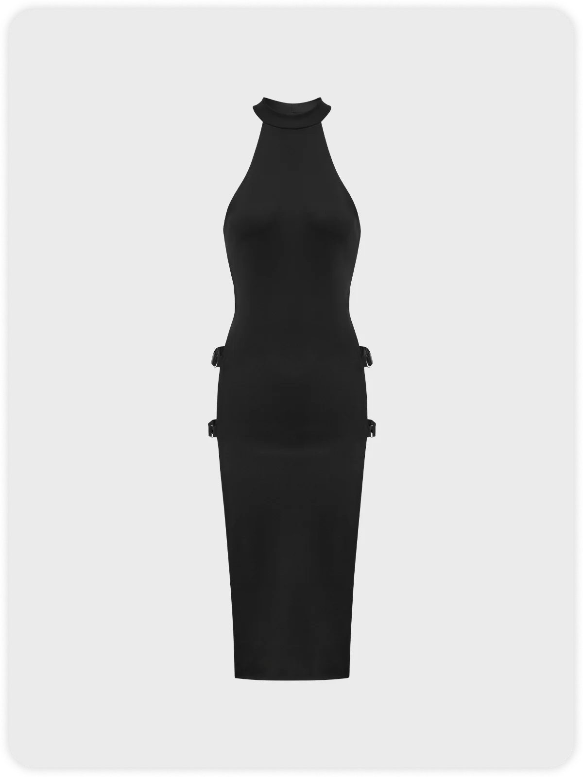 Edgy Black Cut Out Cyberpunk Dress Midi Dress