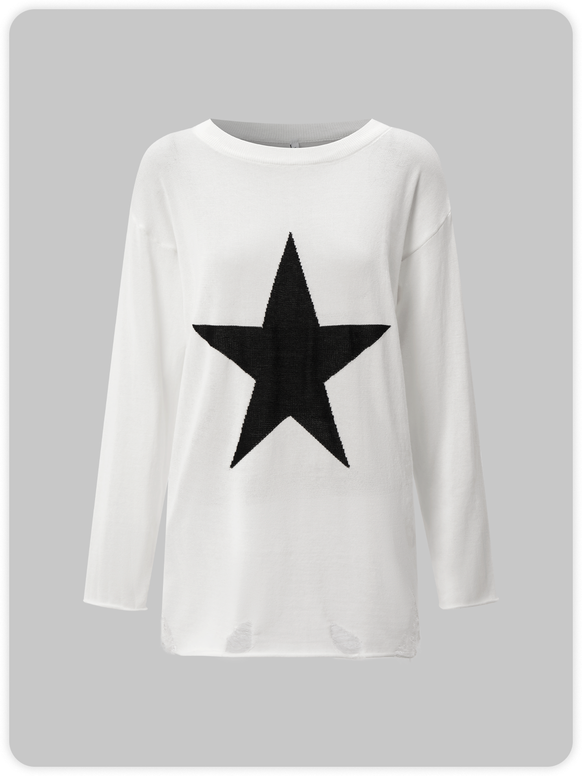 Y2K White Star Cut Out Top Sweater