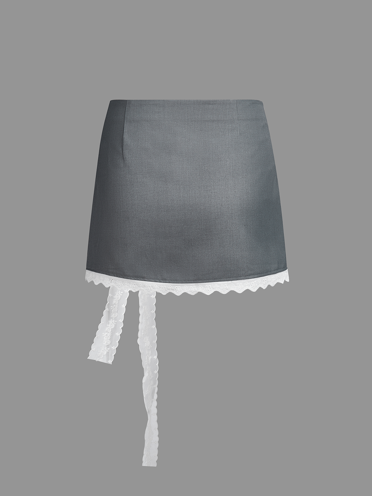 Lace Hem Color Block Short Skirt