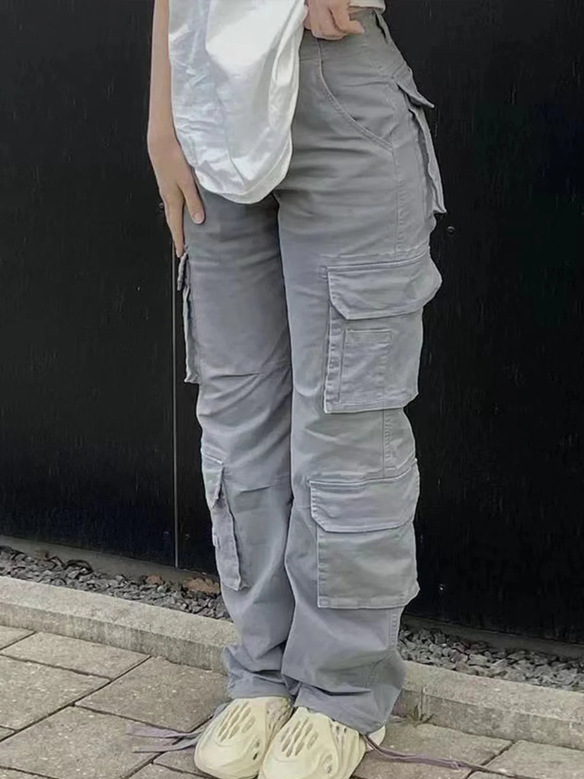 Cotton Plain Straight Cargo Pants