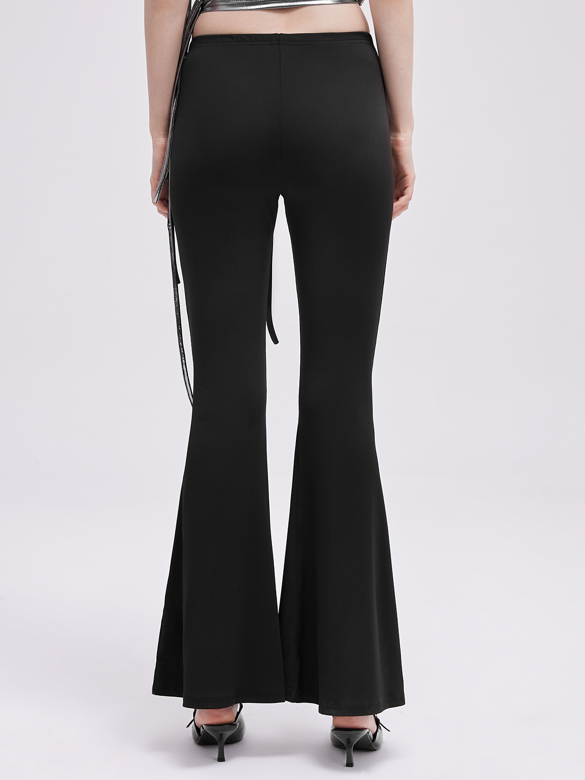 Metal Cross Plain Bell-Bottomtrousers Pants