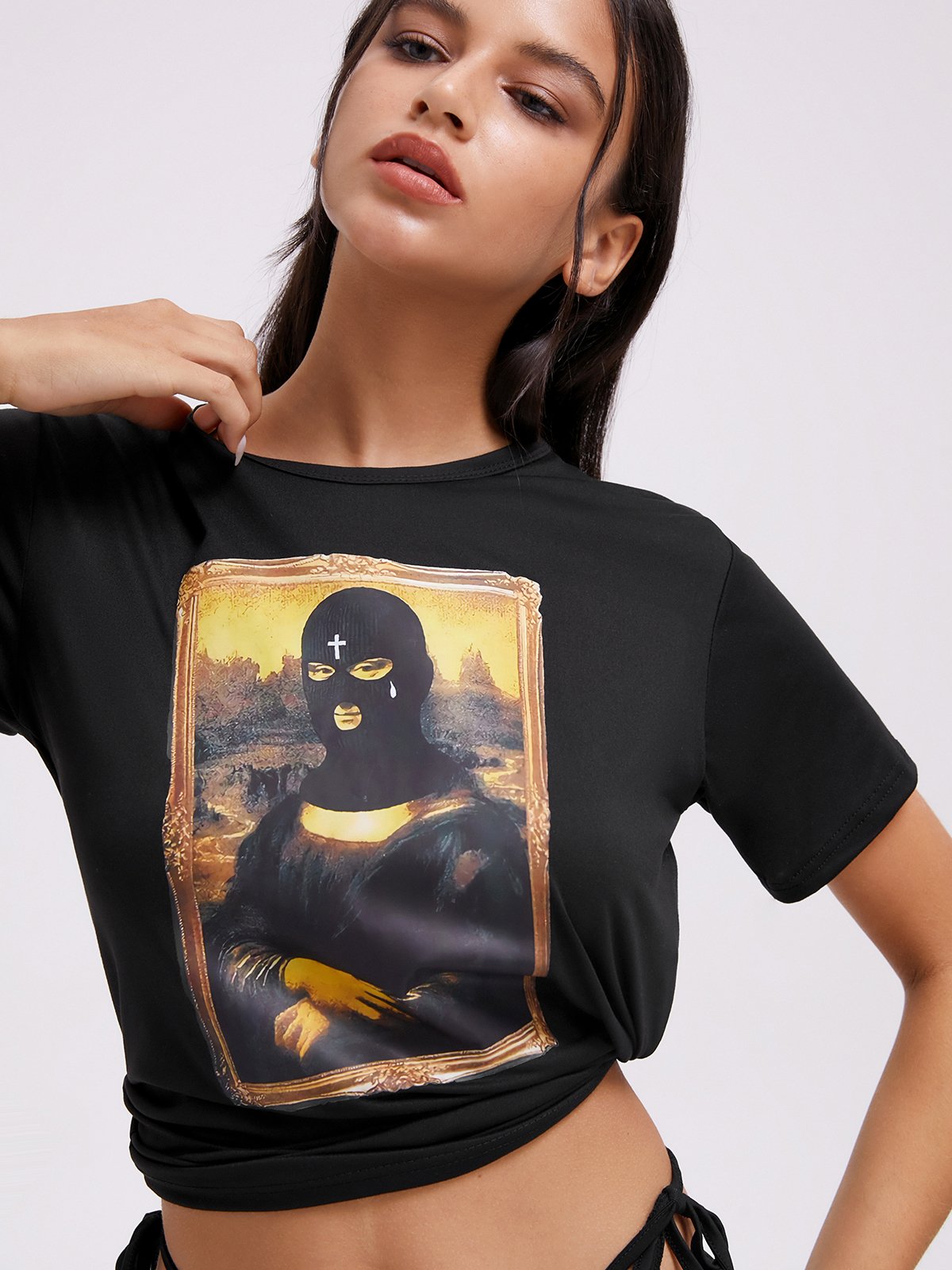 Crew Neck Famous Painting Short Sleeve T-Shirt