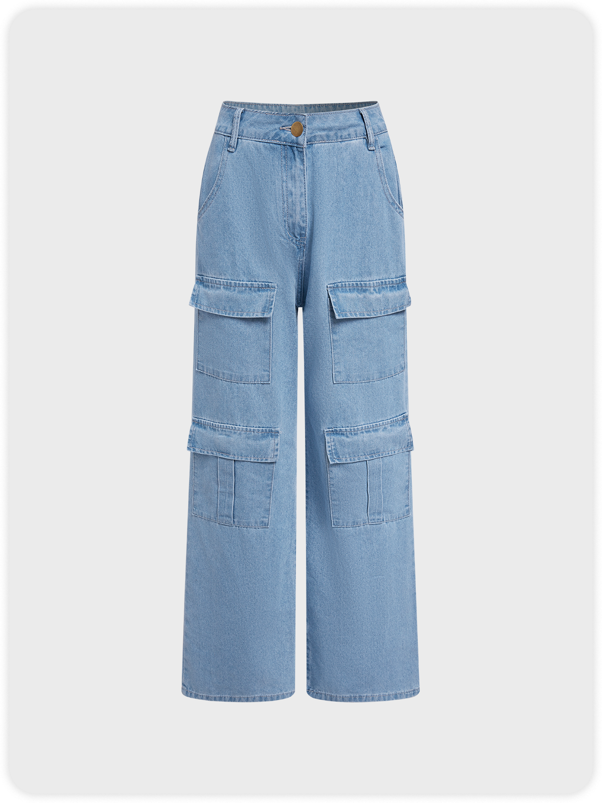 Cotton Denim Plain Straight Jeans