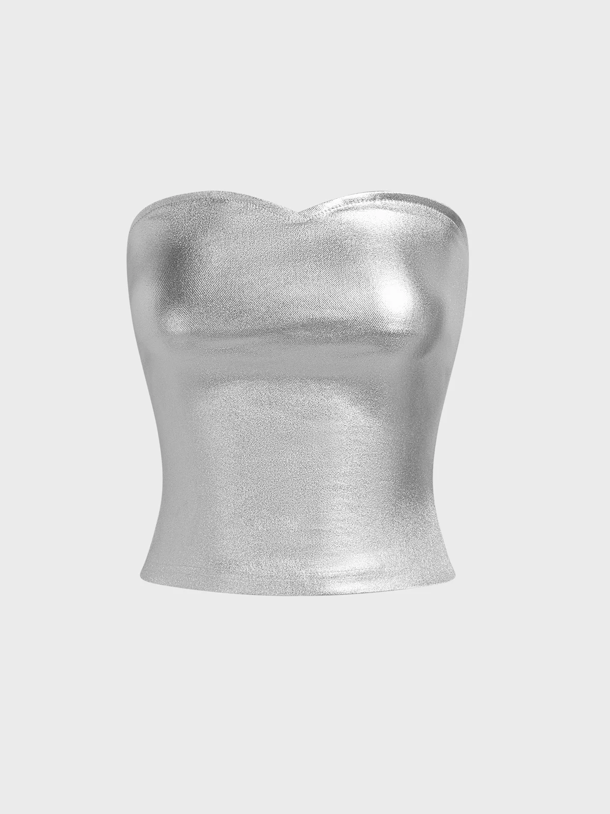 Metallic Strapless Plain Tube Top