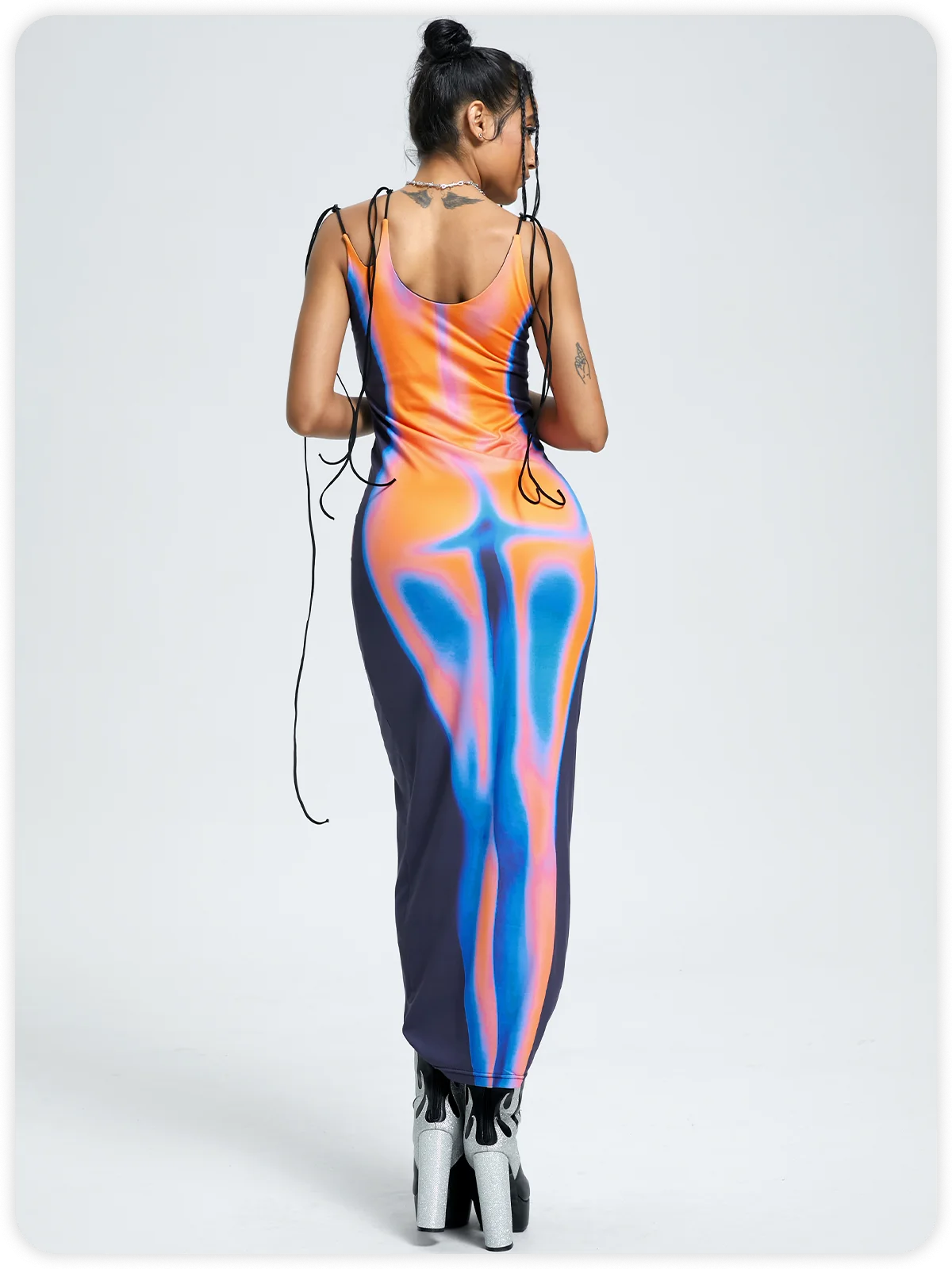 Edgy Multicolor Body print Dress Midi Dress