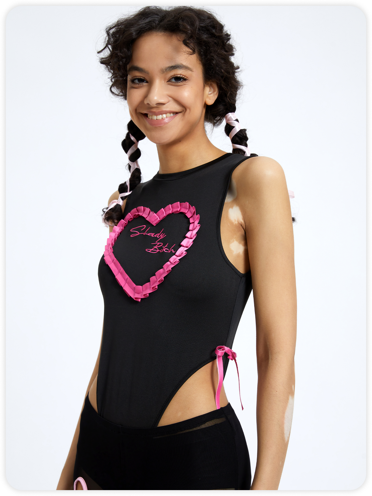 Y2k Balletcore Black Embroidery Bowknot Bodysuit