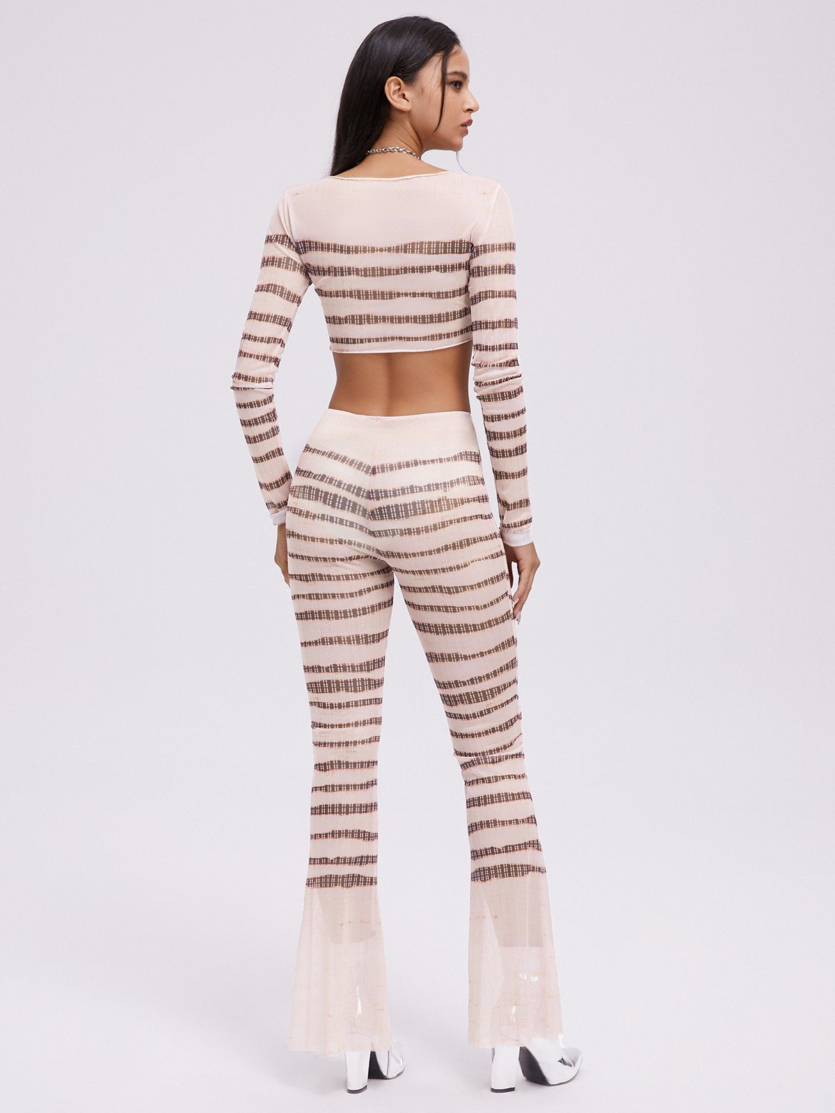 Striped Long Sleeve Top With Pants Two-Piece Set