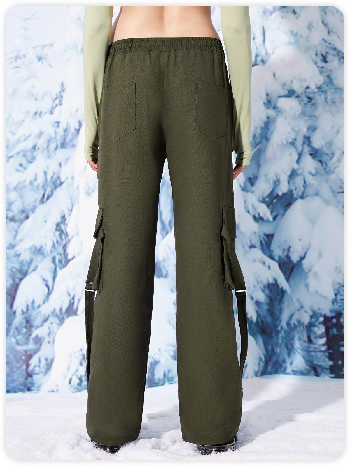 Street Green Pockets Cargo Bottom Pants