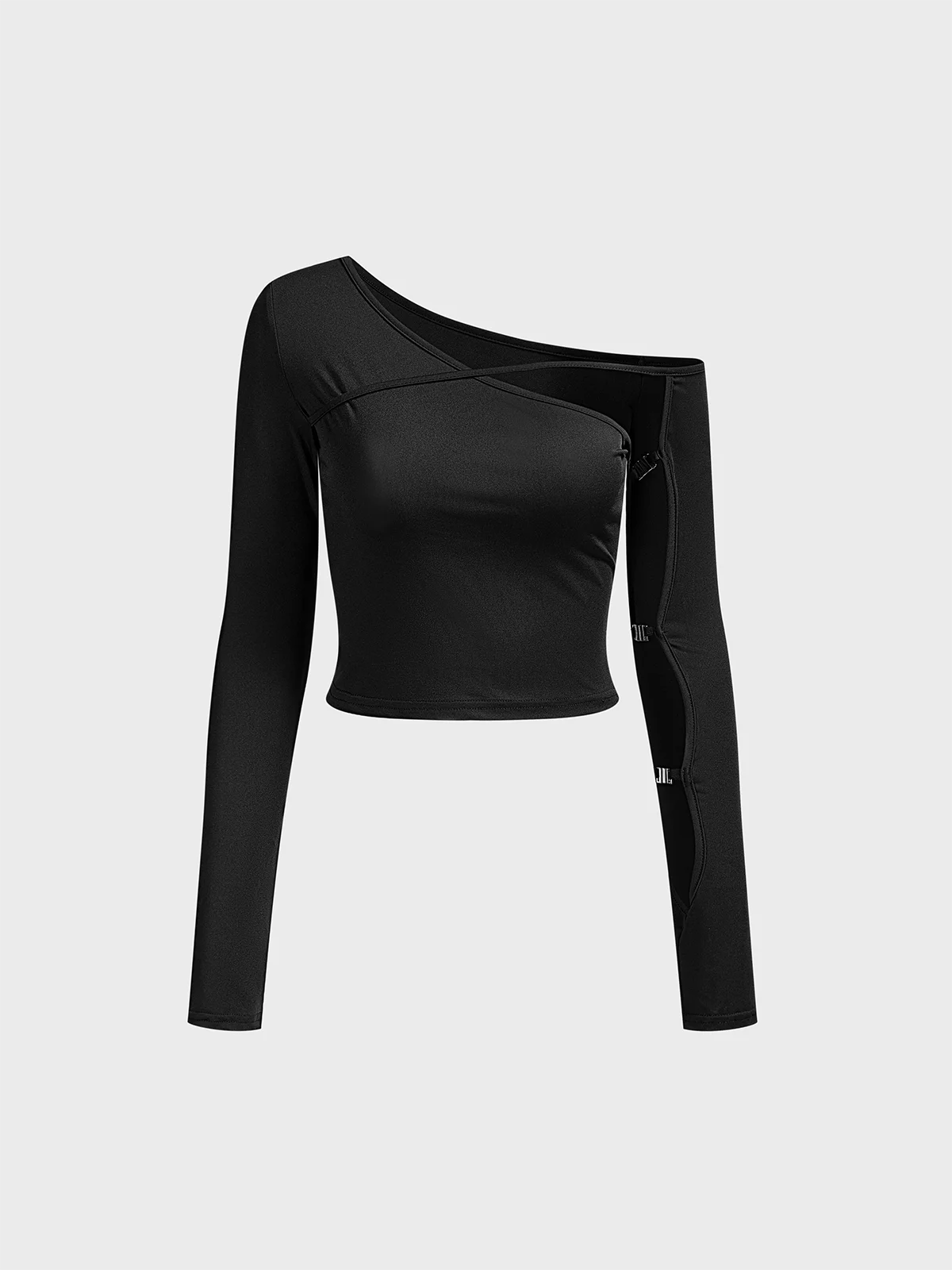 Cut Out Asymmetrical Plain Long Sleeve T-Shirt