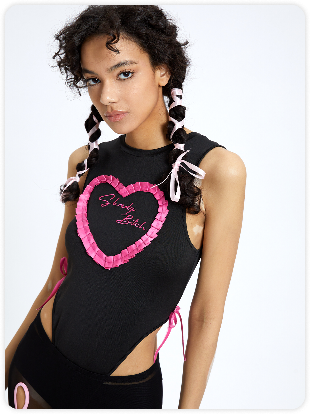 Y2k Balletcore Black Embroidery Bowknot Bodysuit