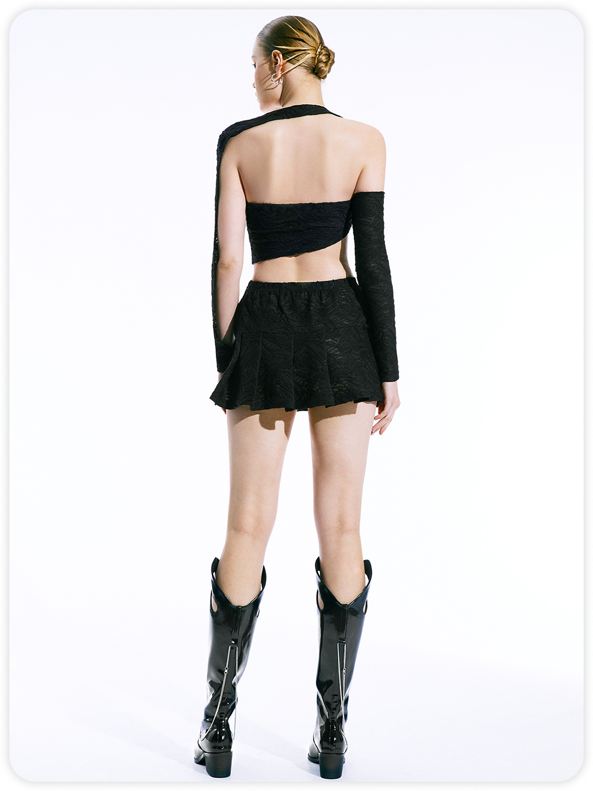 Y2K Black Asymmetrical Design Deconstructed Top Women Top