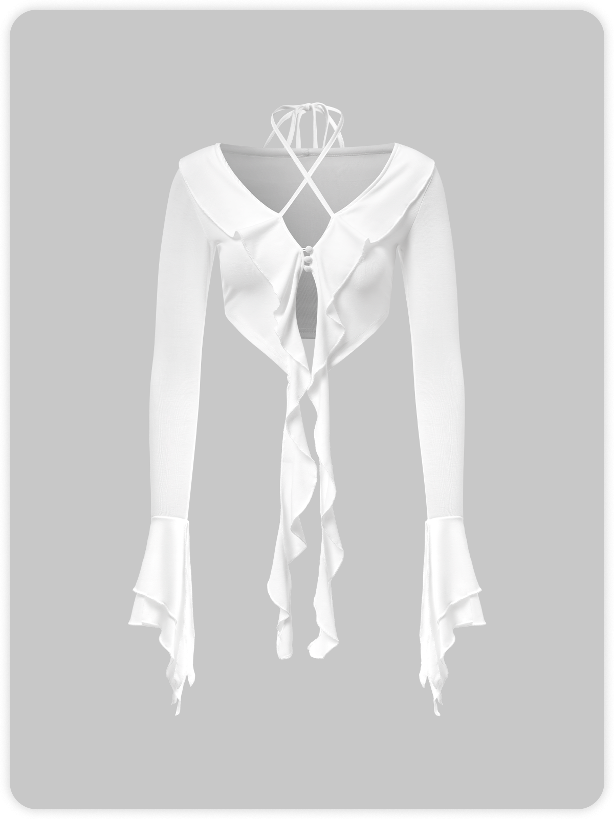 Y2K White Ruffles Top Women Top