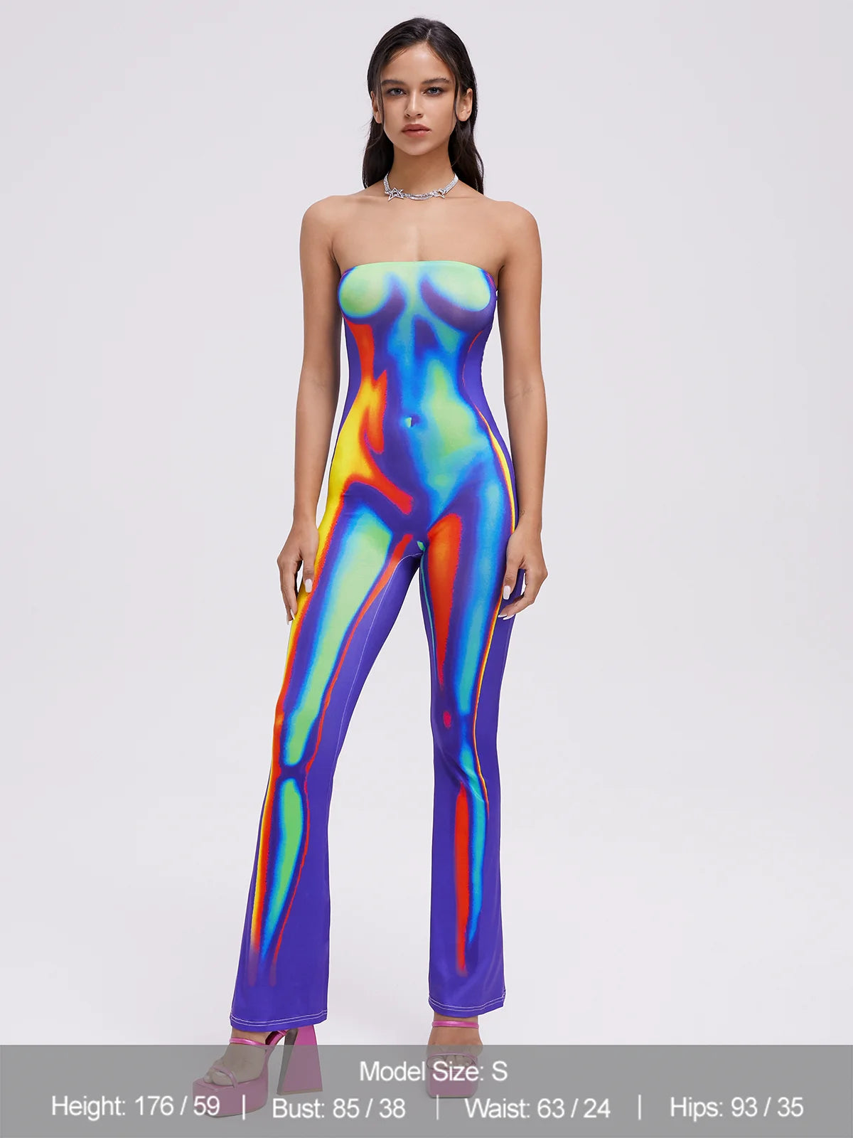 Edgy Multicolor Body print Tube Jumpsuit