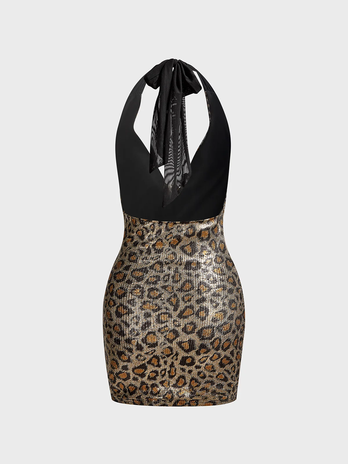 Halter Leopard Sleeveless Short Dress