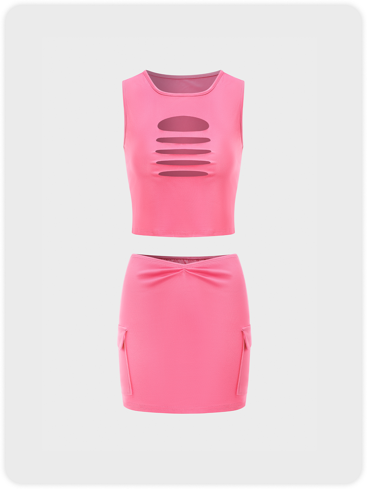 Y2K Pink Cut Out Pockets Party Two-Piece Set