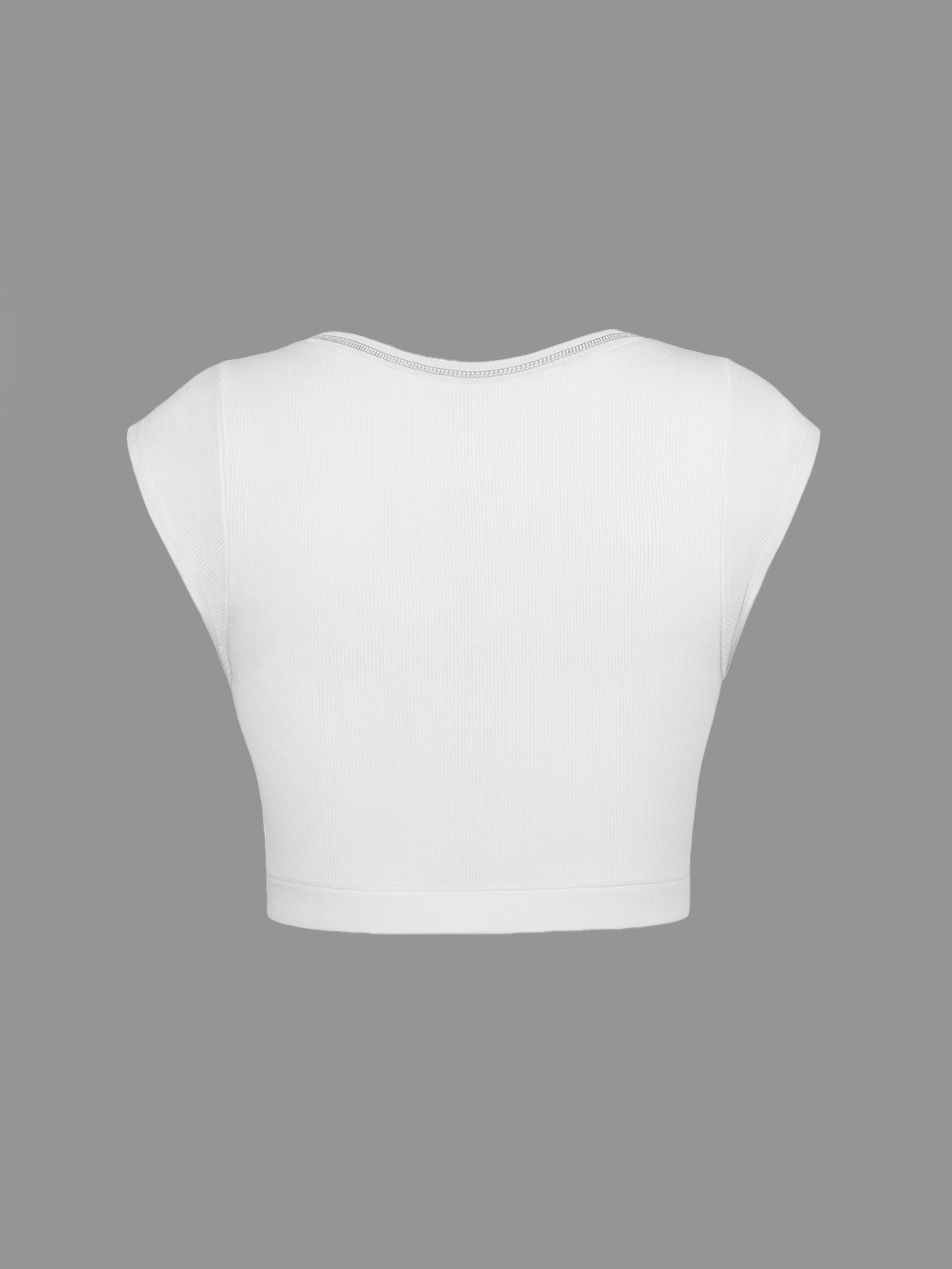 Notched Plain Sleeveless T-Shirt