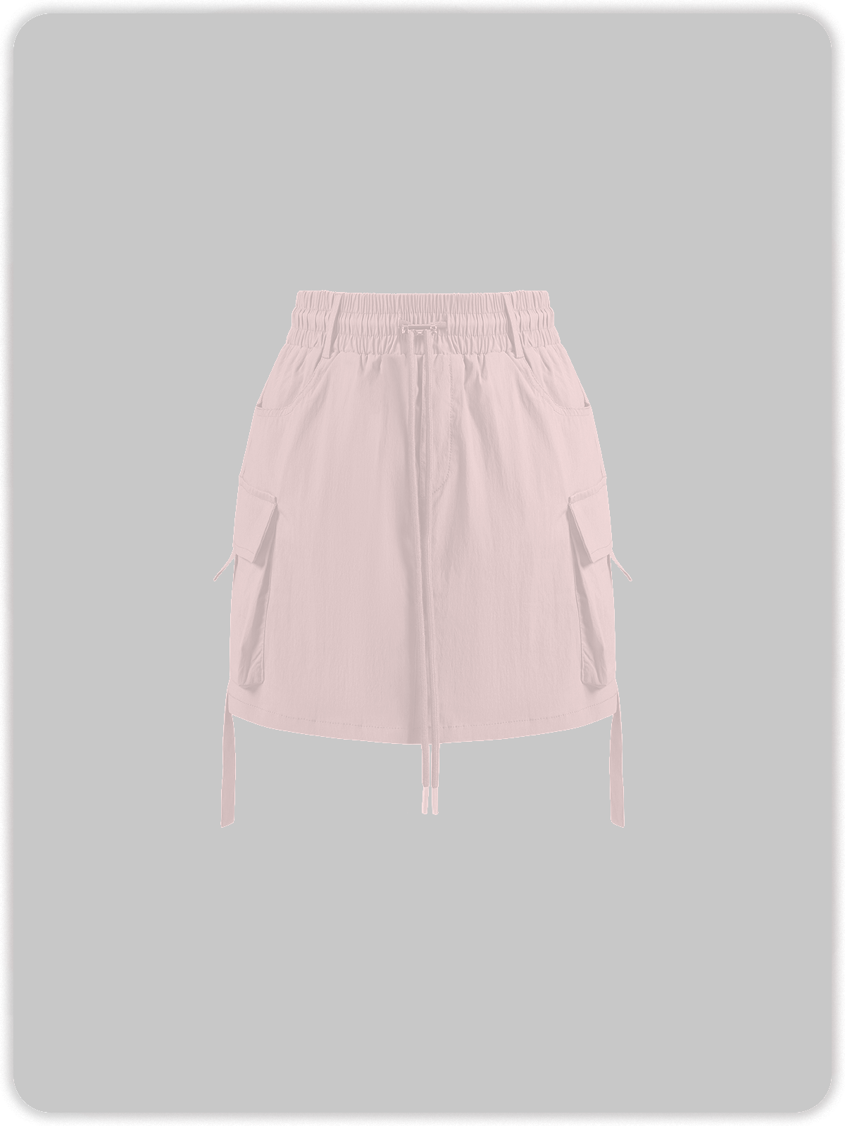 Nylon Pockets Cargo Plain Short Skirt