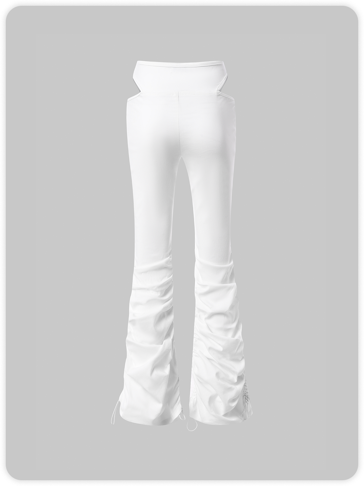 Street White Crossed Front Cut Out Bottom Pants