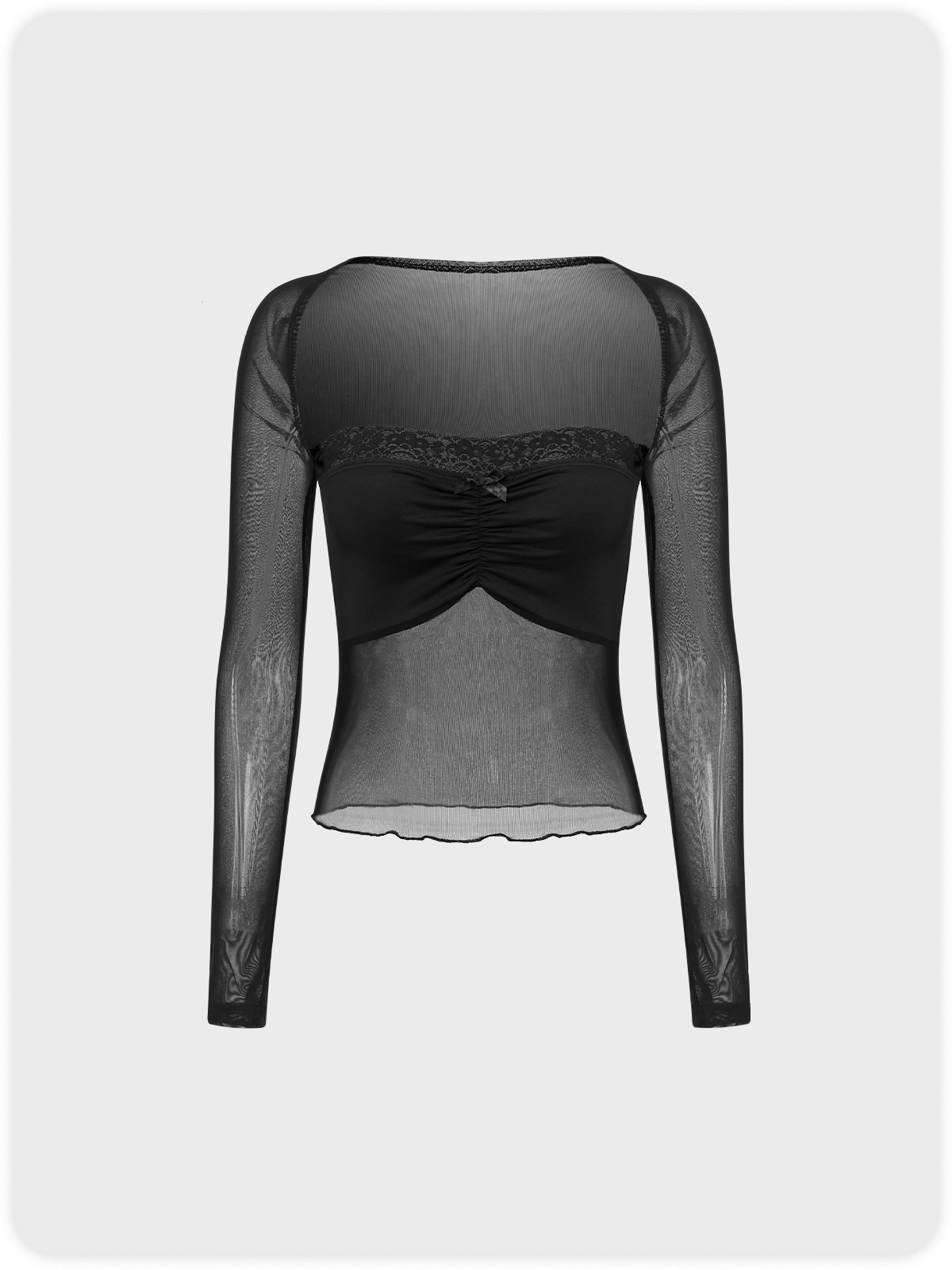 Y2k Black Mesh Patchwork Ace hem Top Women Top