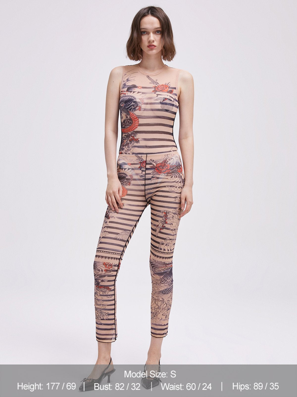 Striped Bodysuit With Pants Two-Piece Set