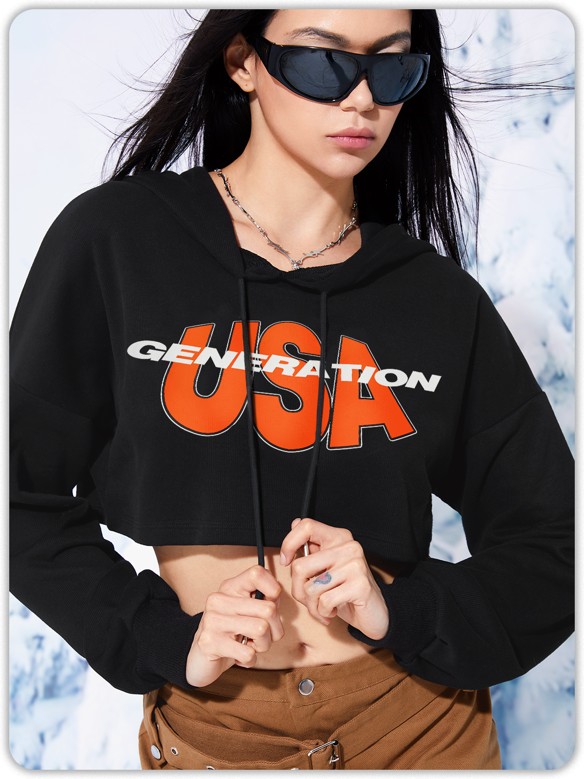 Street Black Hooded Letter Top Hoodie & Sweatshirt