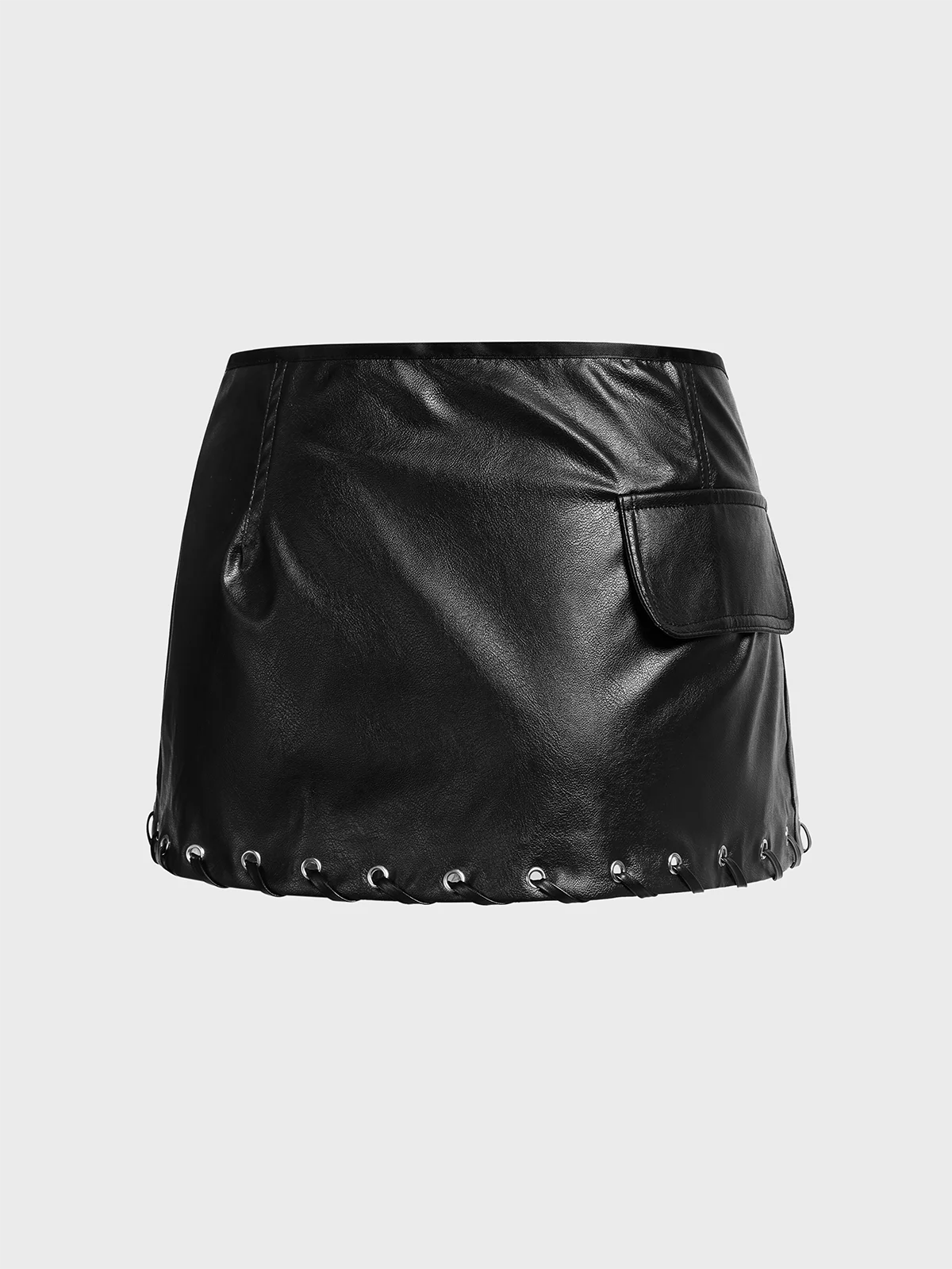 PU Plain Short Skirt