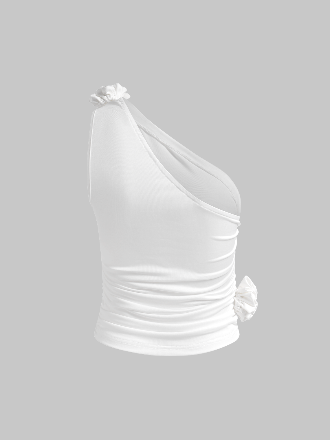 Y2k White Wrinkled Asymmetrical design Top Tank Top & Cami