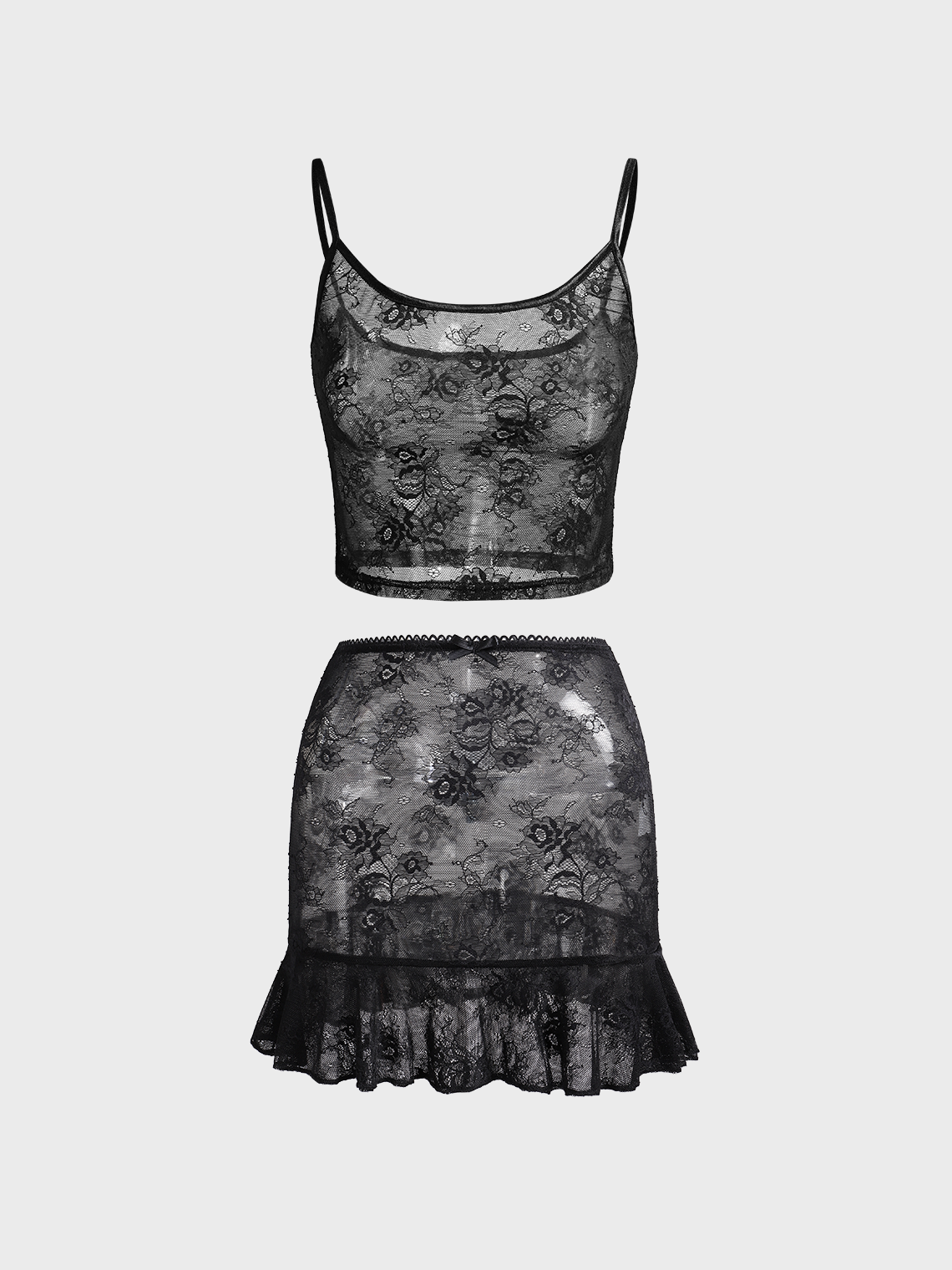 Y2k Black Lace Two-Piece Set