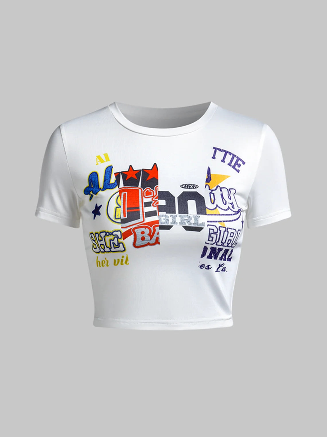 Street White Letters Tight Top T-Shirt