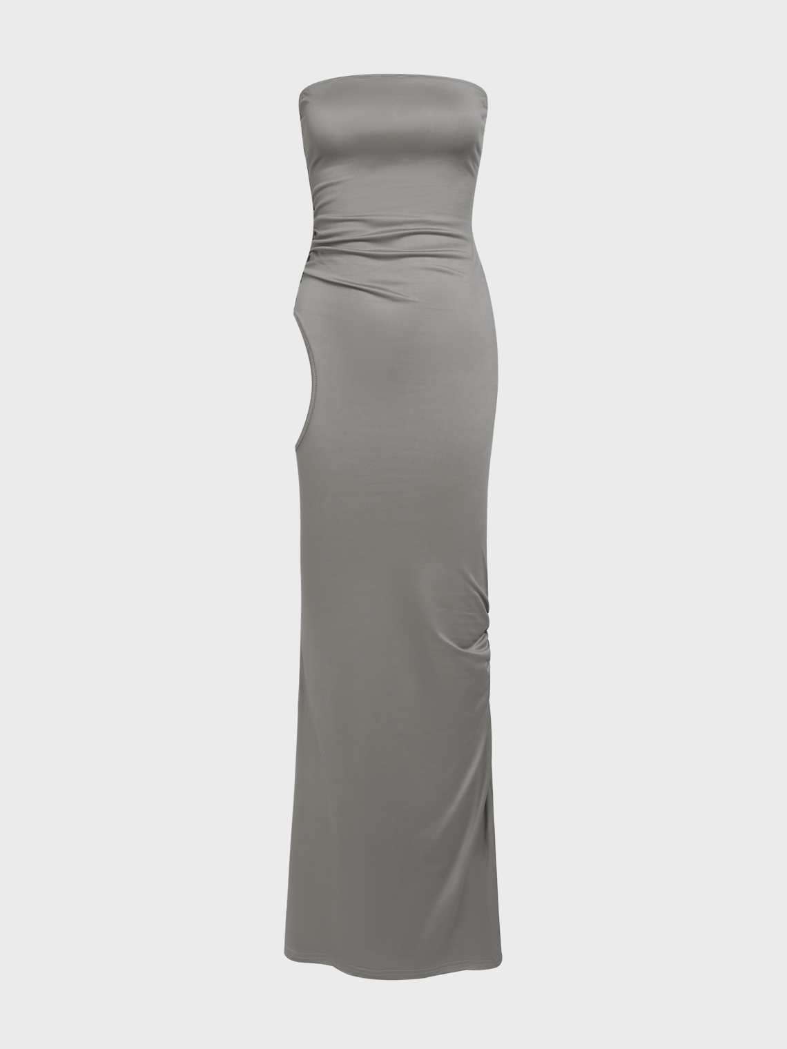 Cut Out Strapless Plain Tube Maxi Dress