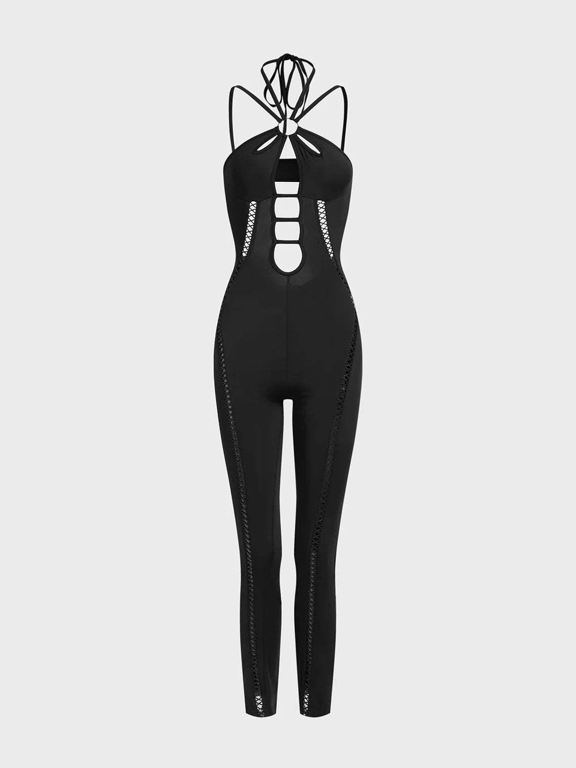 Cut Out Backless Spaghetti Plain Jumpsuit