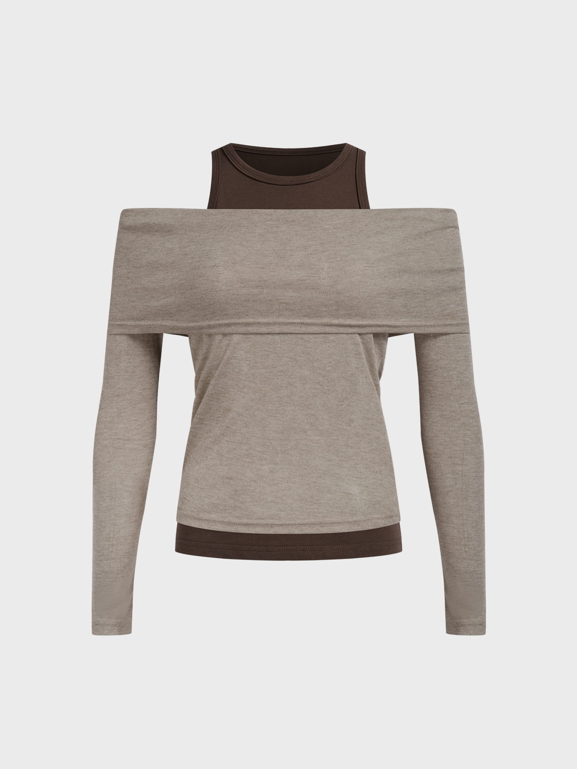 Two Pieces Crew Neck Plain Long Sleeve Shirt