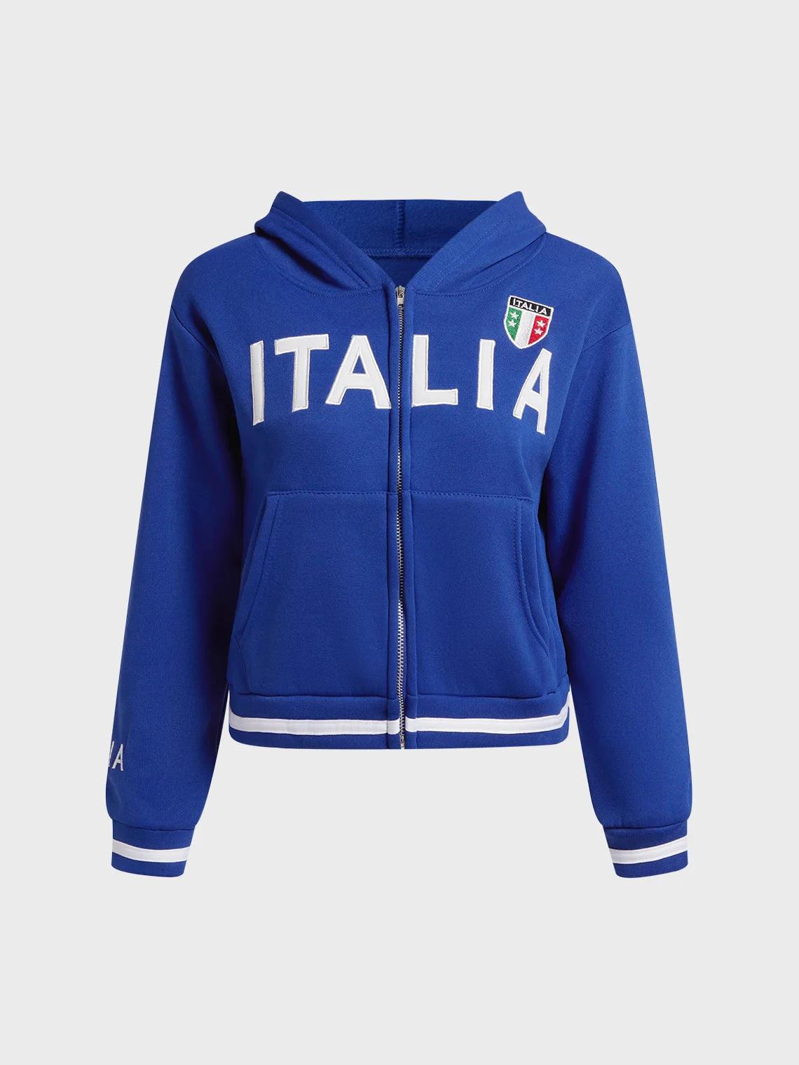 Italia Zipper Text Letters Long Sleeve Hoodie