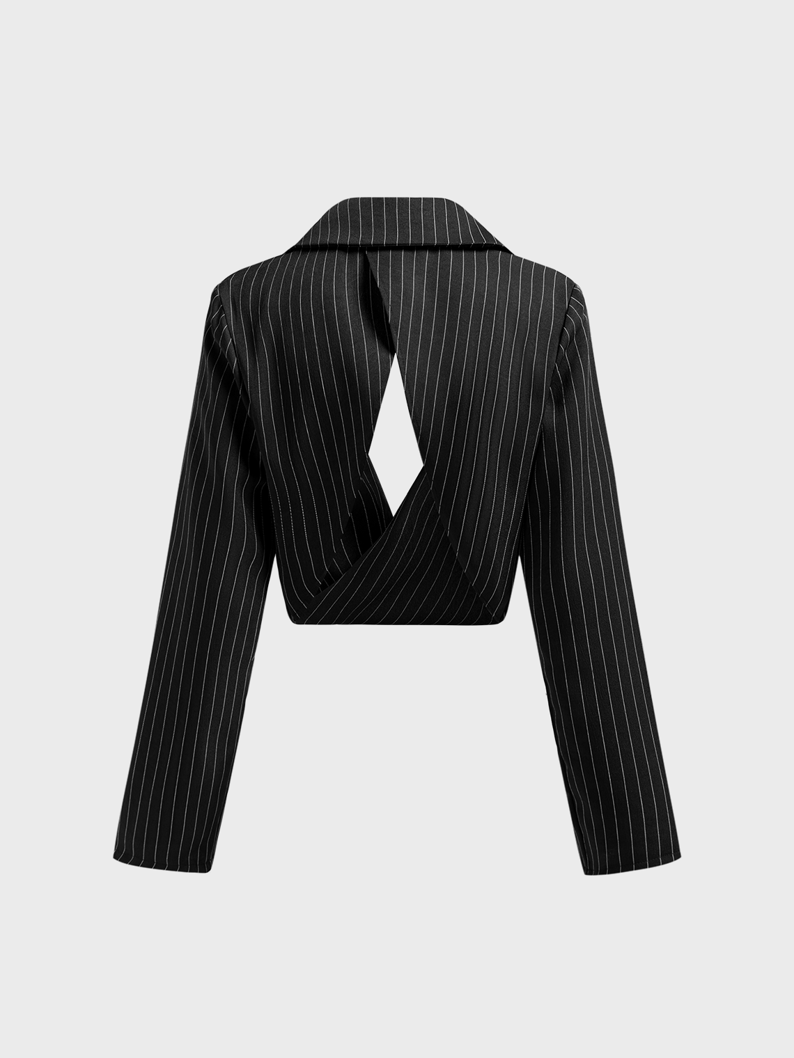 Lapel Collar Striped Long Sleeve Blazer