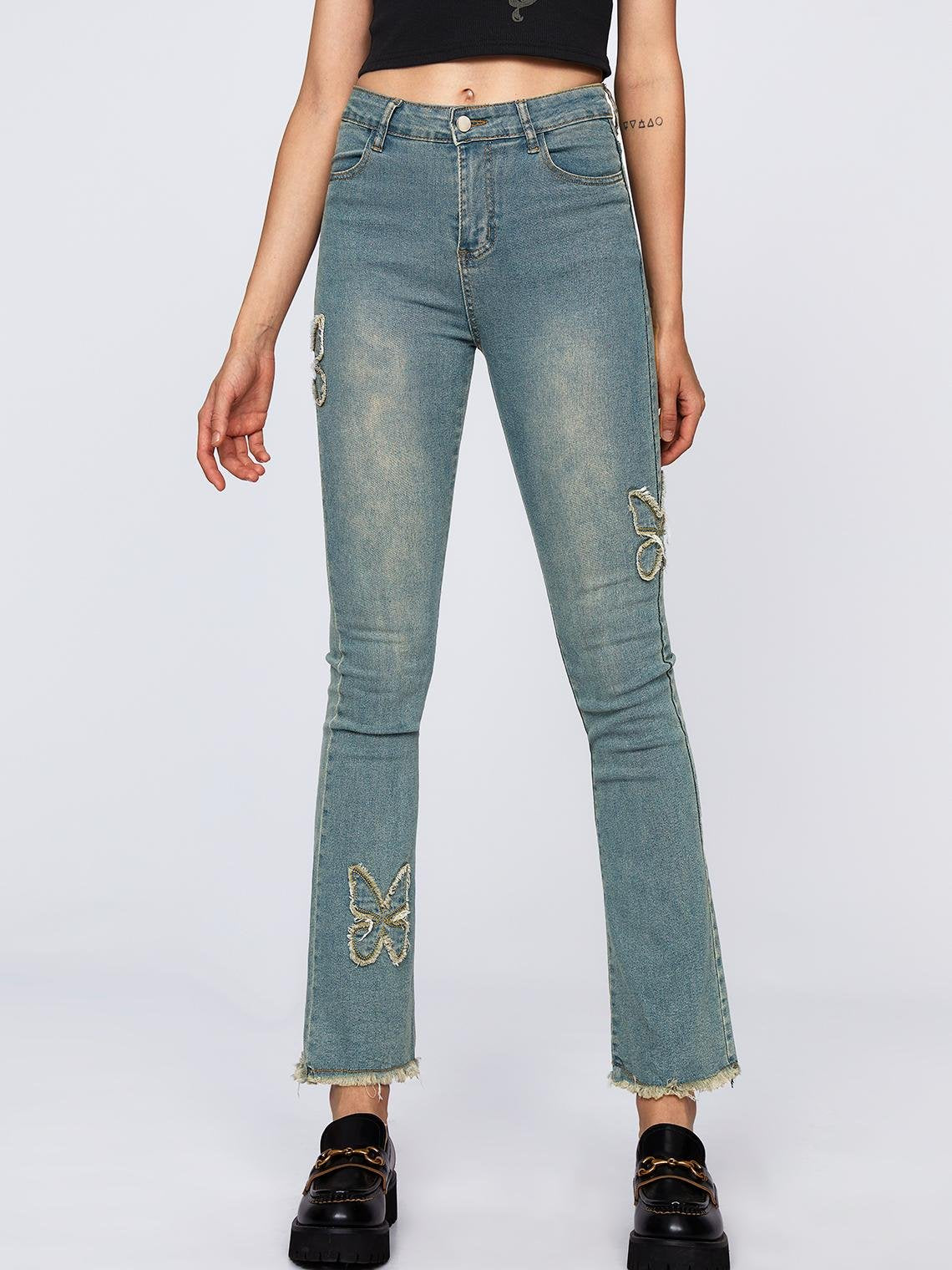 Y2K Glamorous1 Blue Denim High Waist Bottom Jeans