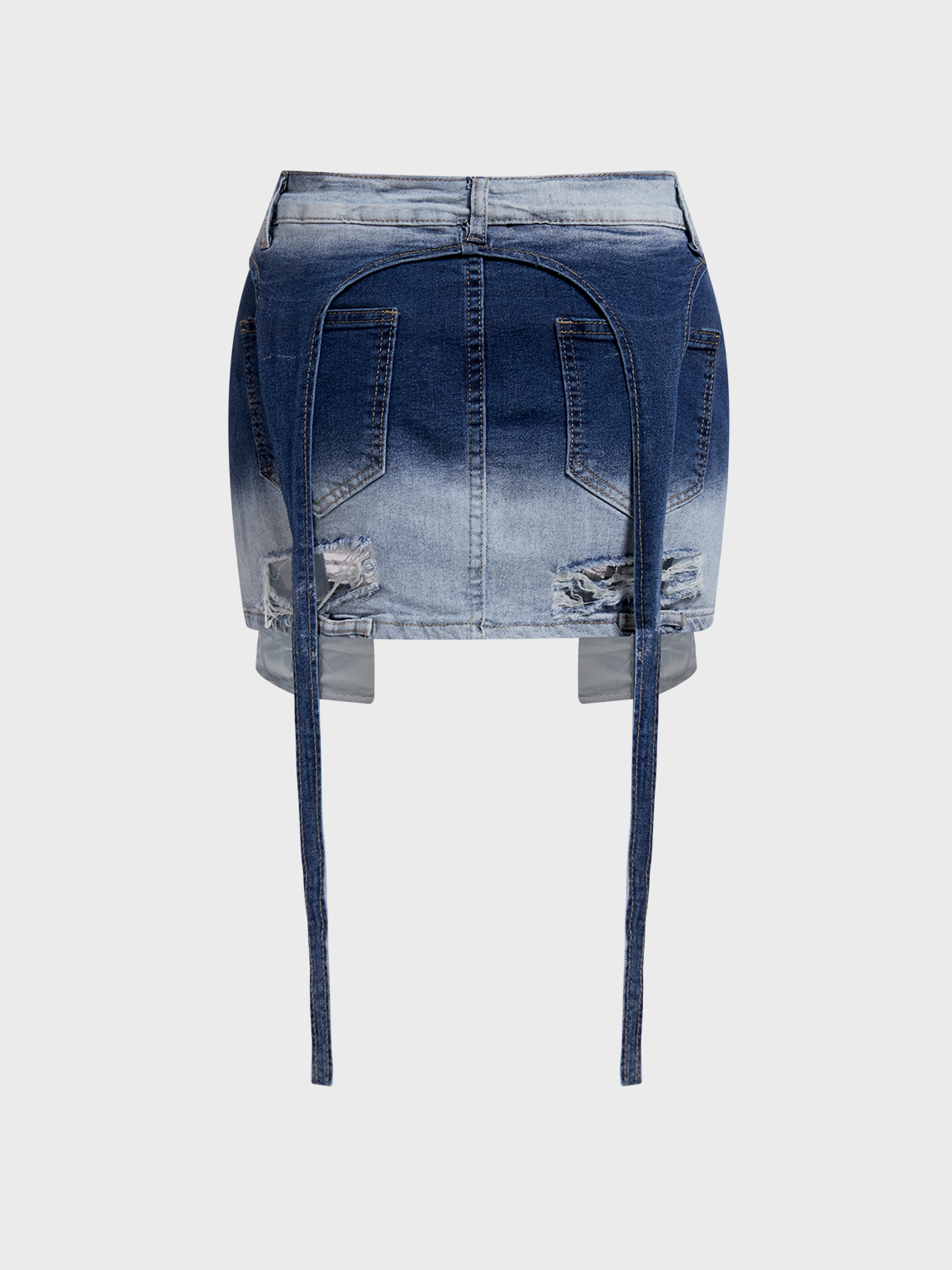 Cotton Ombre Short Denim Skirt