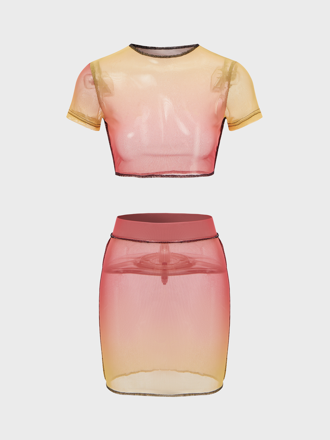 Edgy Multicolor Ombre Mesh Two-Piece Set