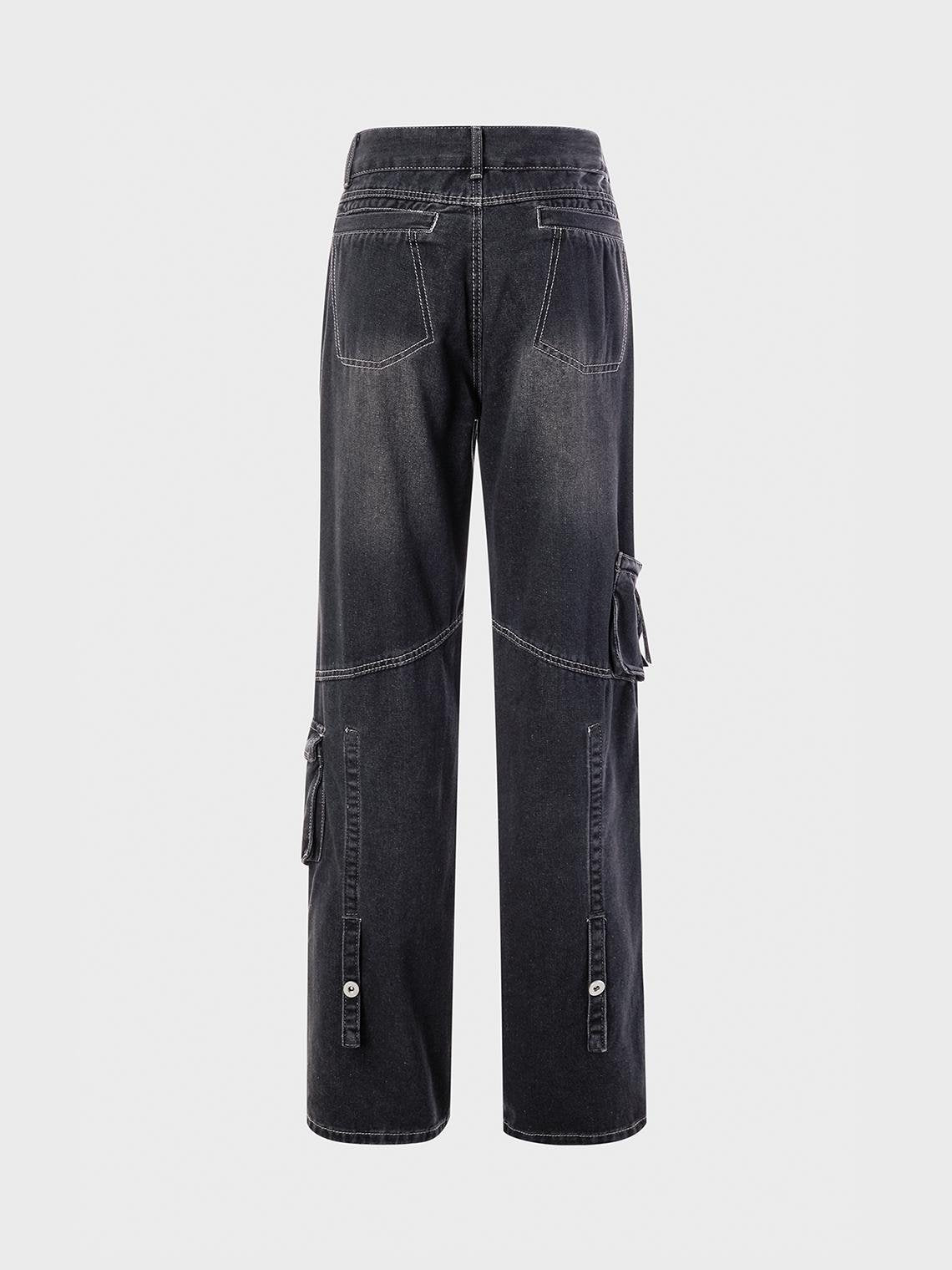 Y2K Gray Cargo Denim Bottom Jeans