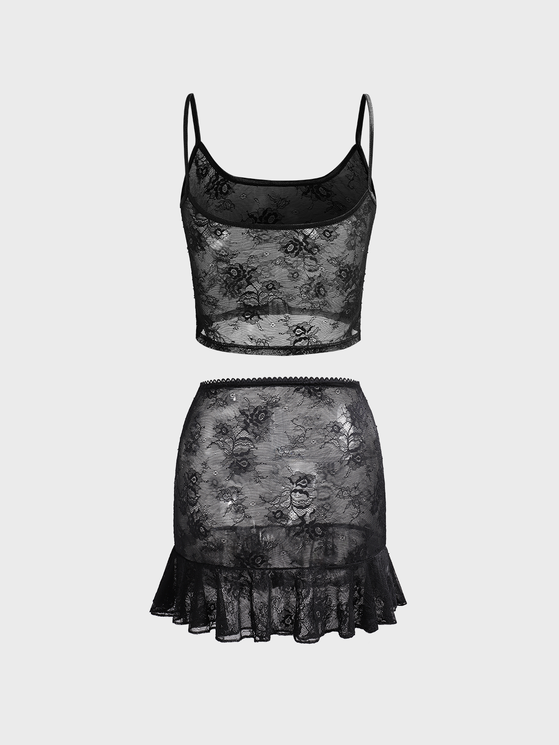 Y2k Black Lace Two-Piece Set