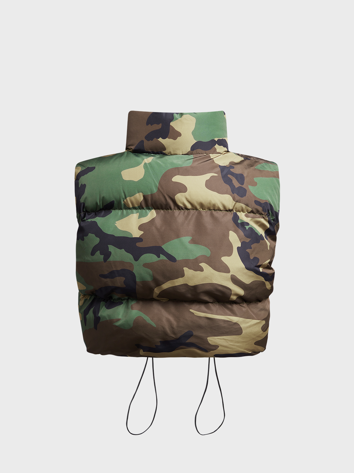 Camouflage Drawstring Stand Collar Vest Coat