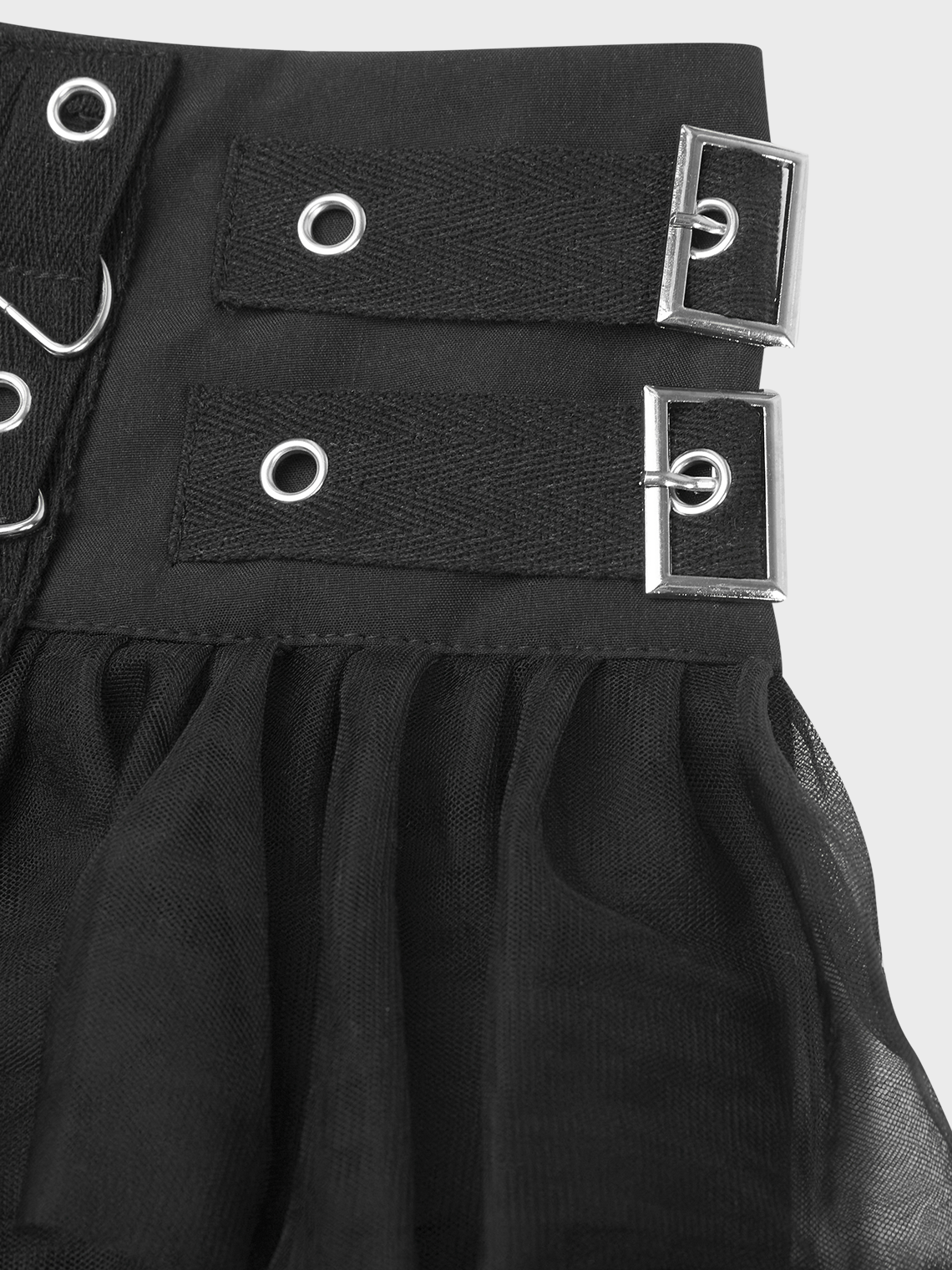 Metal Detail Plain Short Skirt