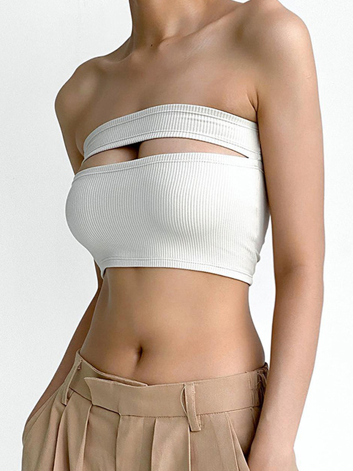 Y2k White Tube Asymmetrical design 3 way to wear Top Women Top