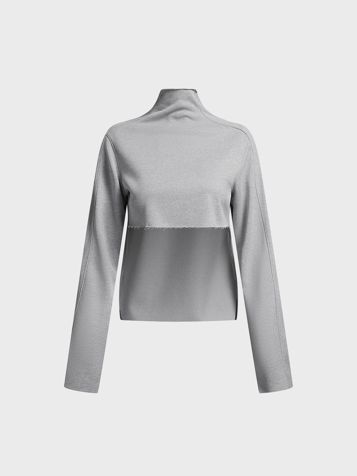 Raw Edge Turtleneck Plain Long Sleeve T-Shirt