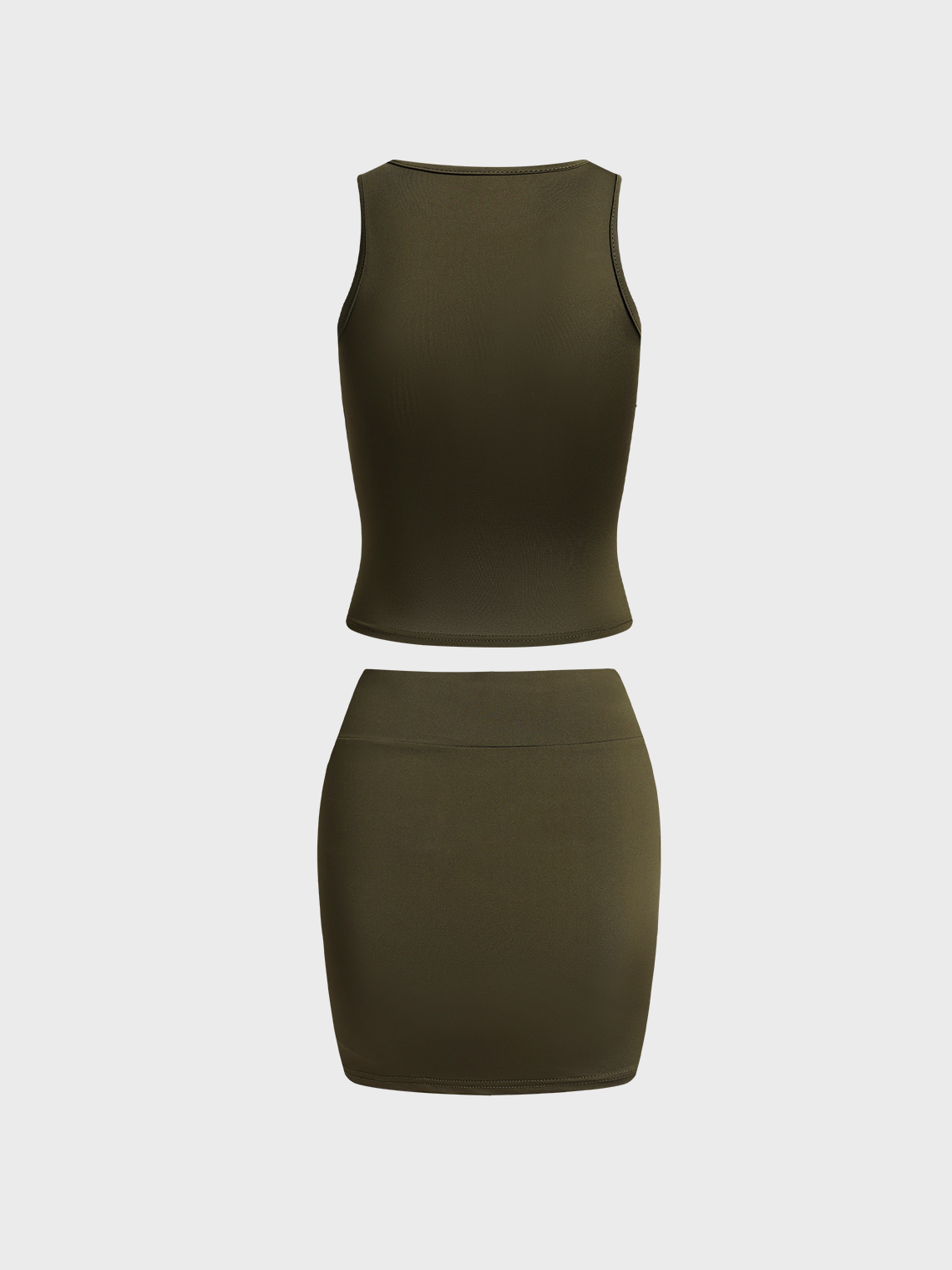 Street Khaki Cut out Asymmetrical design Two-Piece Set