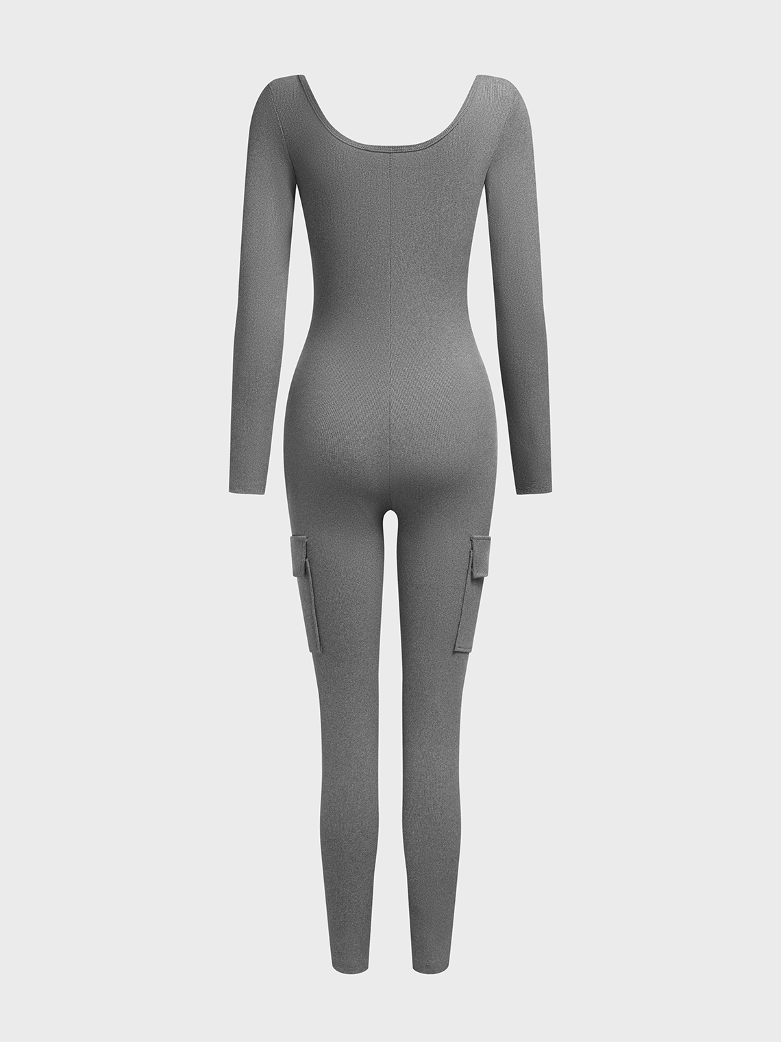 Crew Neck Plain Long Sleeve Jumpsuit