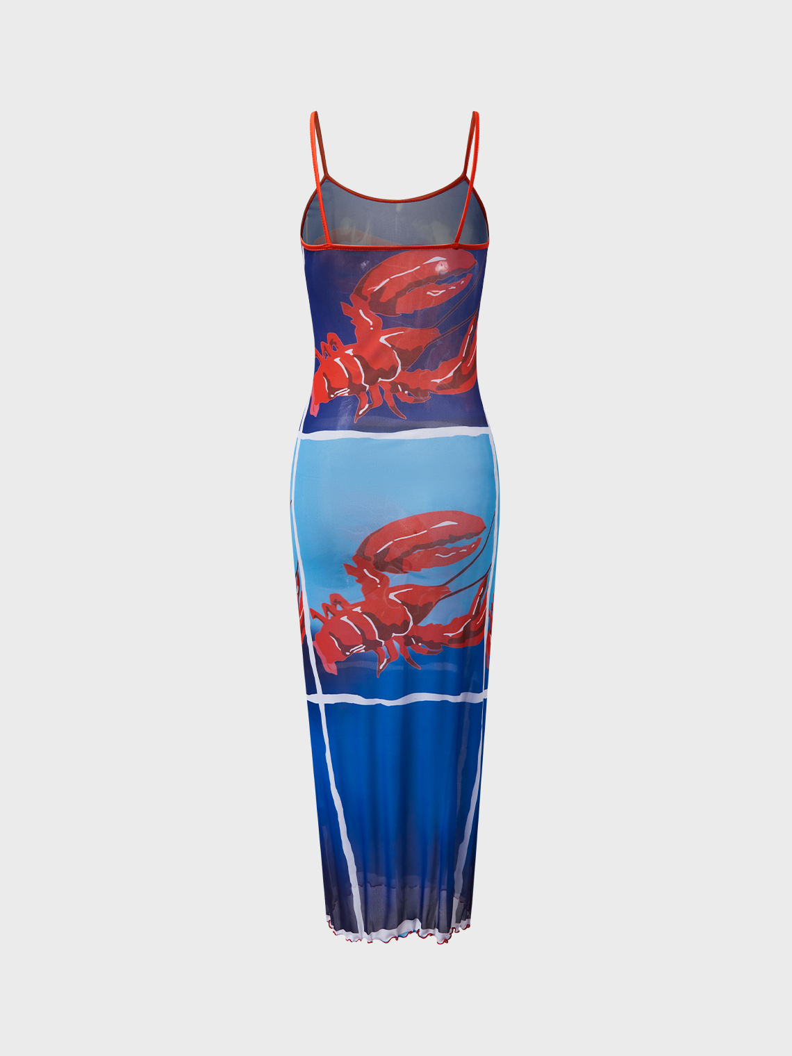 Edgy Multicolor Mesh Lobster Dress Midi Dress