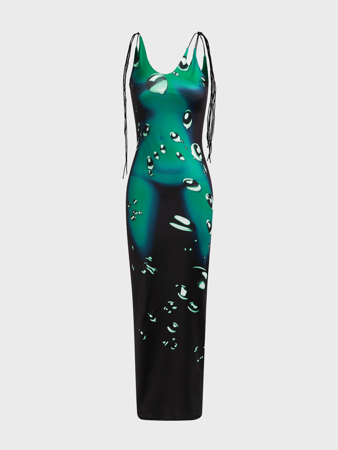 Edgy Green Body Print Body Party Dress Midi Dress