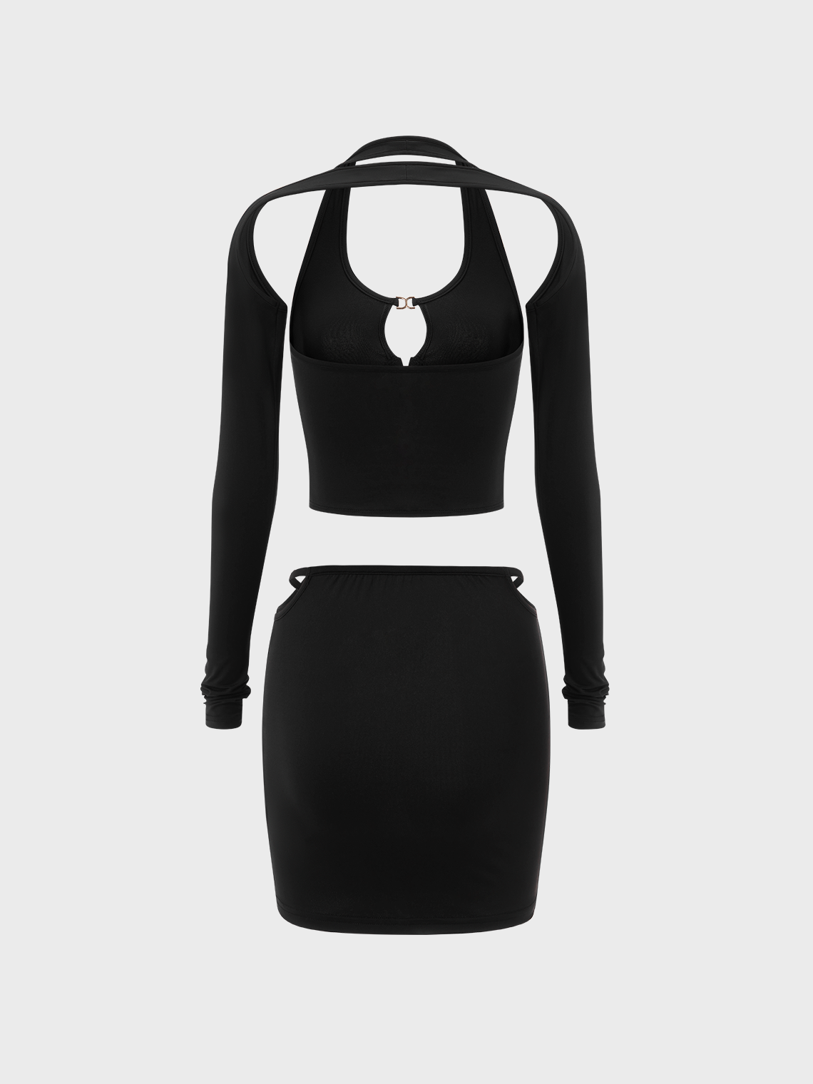 Street Black Cut Out Halter Halloween Two-Piece Set