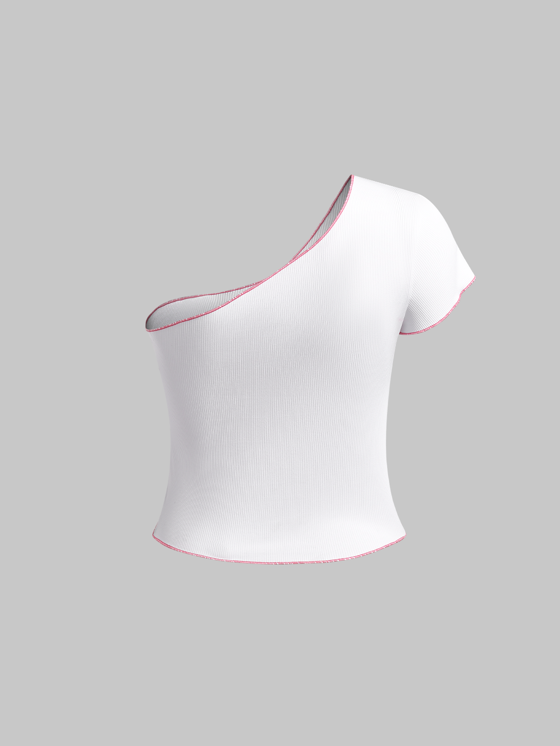 Y2K Pink One shoulder Symmetrical design Letter Top Women Top